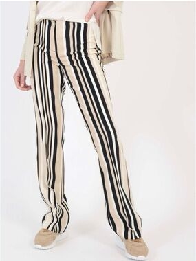 CAMBIO ROS trousers black beige striped trousers NEW Size 4 Contemporary Modern
